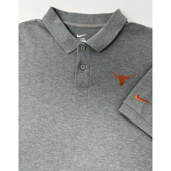 Nike Gray Texas Longhorn Short‎ Sleeve Polo Shirt Men's XXL - Picture 1 of 9